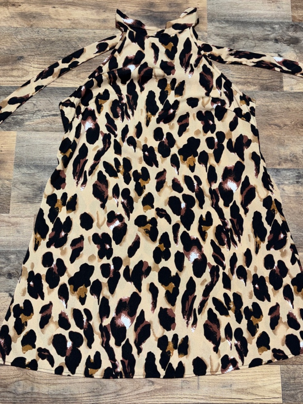 SHEIN Beige Leopard Print Halter Dress with Brown and Black Spots
